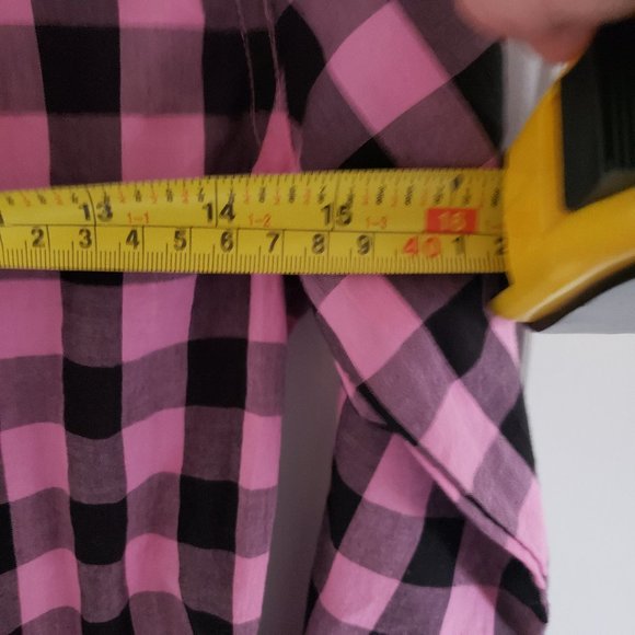 Vintage PINK VS Checkered Ruffled Rhinestones Dress Small - Picture 7 of 7